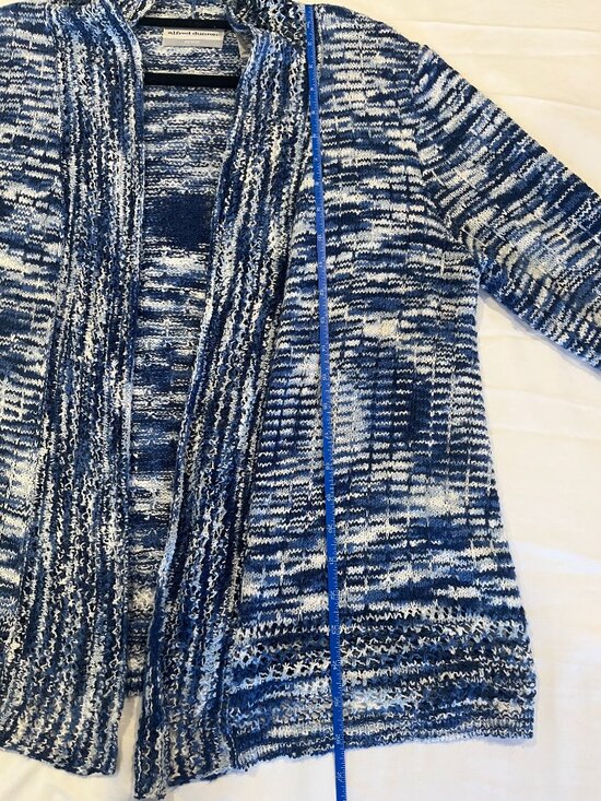 Alfred Dunner Sweaters - Alfred Dunnaer Open Front Sweater - Blue & White - PXL - Like New